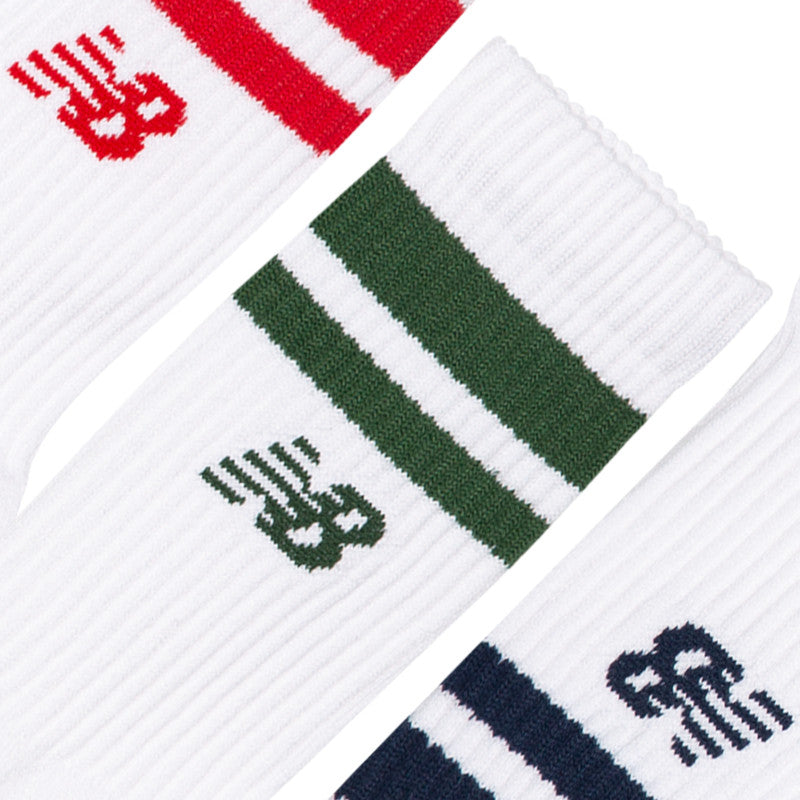 Unisex Active Lifestyle Striped Crew Socks 3 Pack