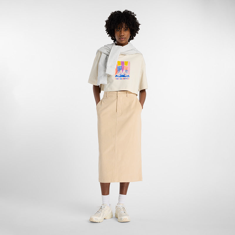 Women's Stretch Corduroy Midi Skirt