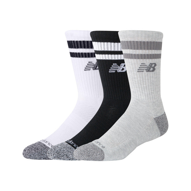 Unisex Active Lifestyle Striped Crew Socks 3 Pack