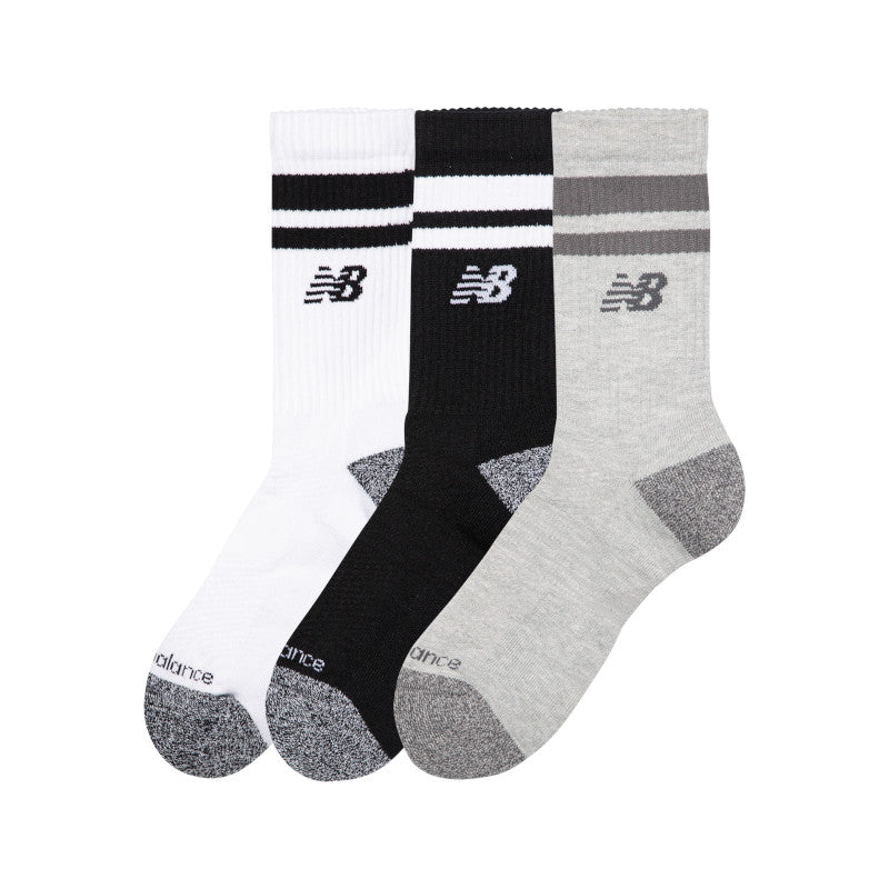 Unisex Active Lifestyle Striped Crew Socks 3 Pack