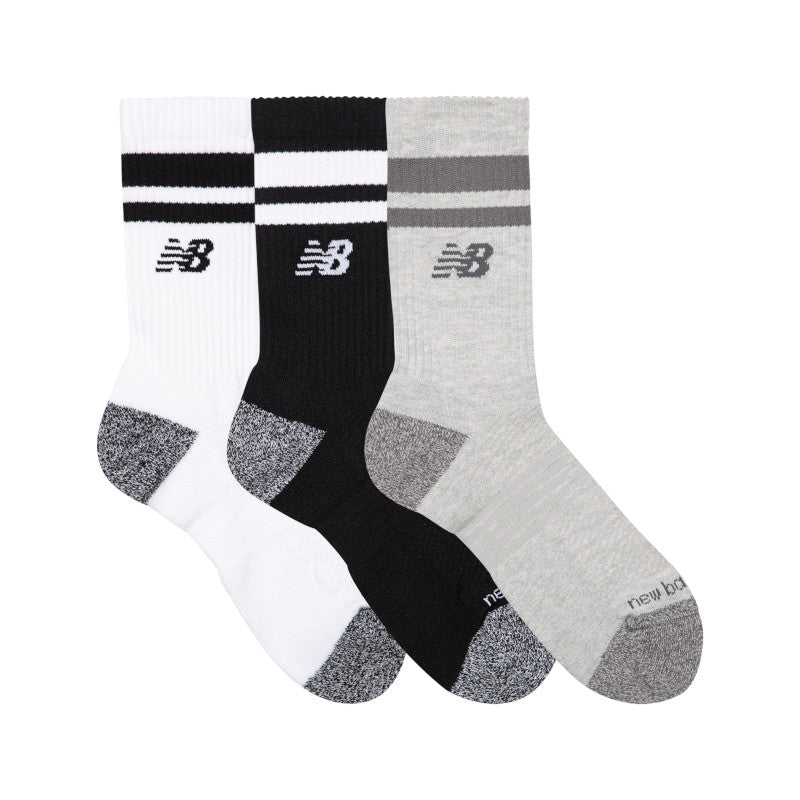 Unisex Active Lifestyle Striped Crew Socks 3 Pack