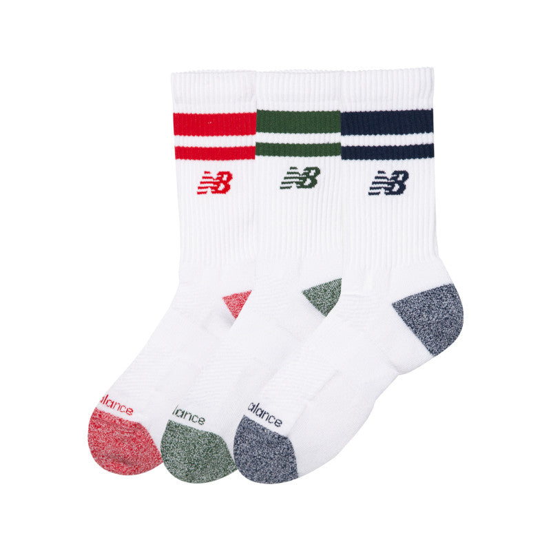 Unisex Active Lifestyle Striped Crew Socks 3 Pack