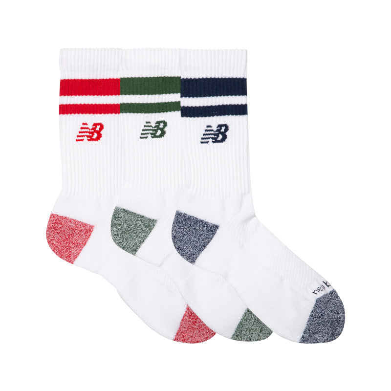 Unisex Active Lifestyle Striped Crew Socks 3 Pack