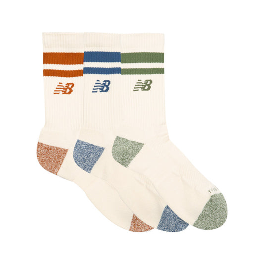 Unisex Active Lifestyle Striped Crew Socks 3 Pack